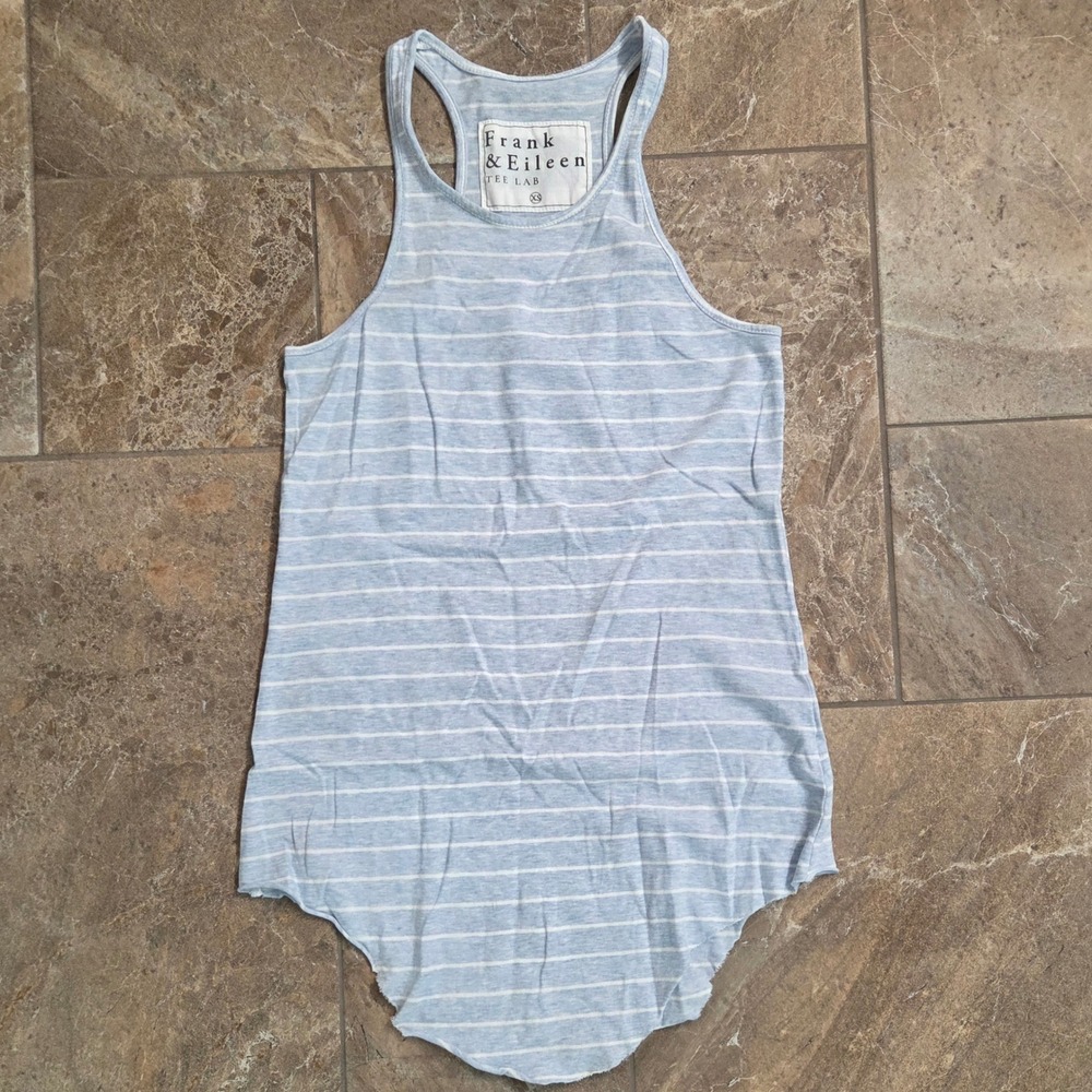 Frank & Eileen Tee Lab Blue White Striped Racerback Tank Top LAB104EJ XS